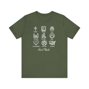 Icons of Faith and Life T-Shirt - Christian Virtues Design - Encore2woMilitary GreenS