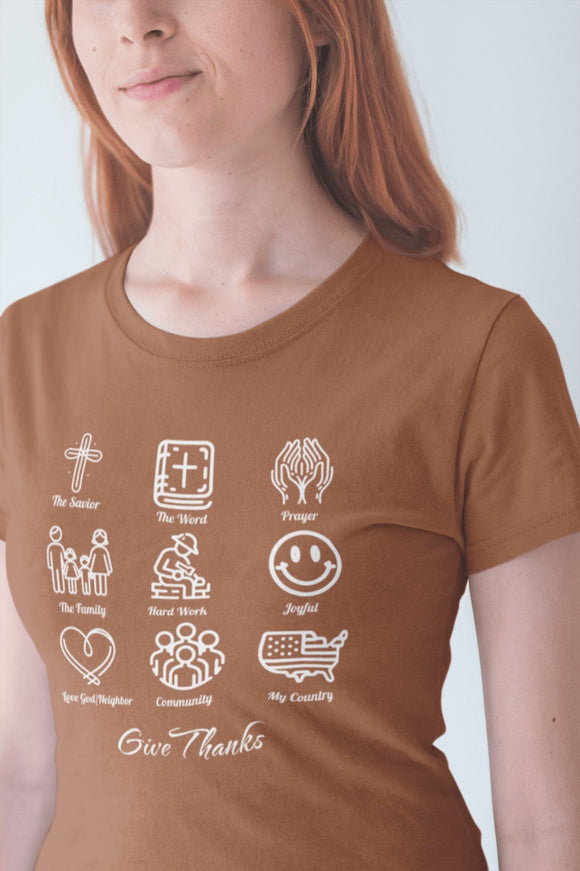 Icons of Faith and Life T-Shirt - Christian Virtues Design - Encore2woAutumnS