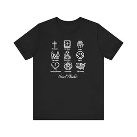 Icons of Faith and Life T-Shirt - Christian Virtues Design - Encore2woBlackS
