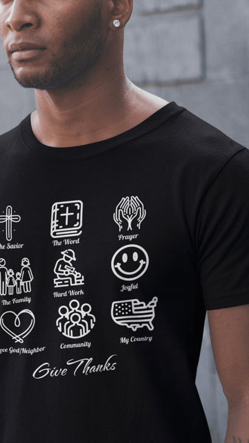 Icons of Faith and Life T-Shirt - Christian Virtues Design - Encore2woAquaS