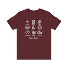 Icons of Faith and Life T-Shirt - Christian Virtues Design - Encore2woMaroonS