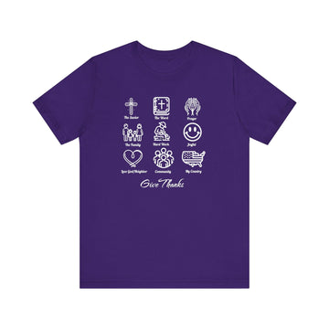 Icons of Faith and Life T-Shirt - Christian Virtues Design - Encore2woTeam PurpleS
