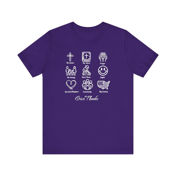 Icons of Faith and Life T-Shirt - Christian Virtues Design - Encore2woTeam PurpleS
