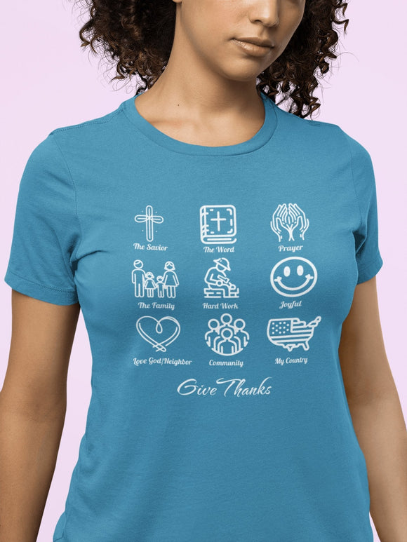 Icons of Faith and Life T-Shirt - Christian Virtues Design - Encore2woAutumnS