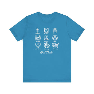 Icons of Faith and Life T-Shirt - Christian Virtues Design - Encore2woAquaS