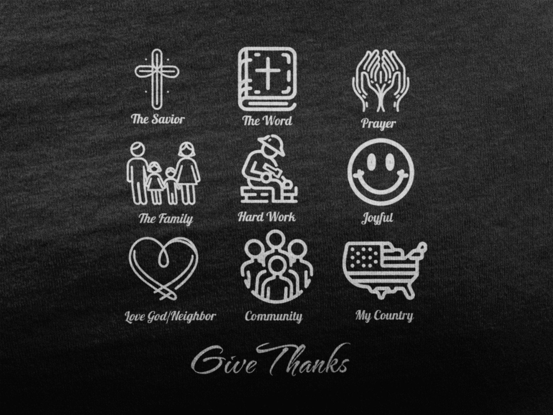 Icons of Faith and Life T - Shirt - Nine Christian Virtues and American Life Design - Encore2woAutumnS