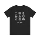 Icons of Faith and Life T-Shirt - Nine Christian Virtues and American Life Design - Encore2woBlackS
