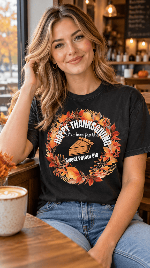 I'm Here for the Sweet Potato Pie Thanksgiving Shirt – Matching Family & Women's Funny Tee | Comfort Colors - Encore2woRedS