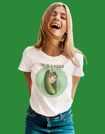 I'm in a Pickle T-Shirt with Woman's Face Inside Dill Pickle - Encore2woBlackS