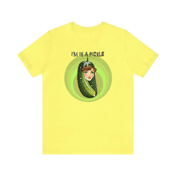 I'm in a Pickle T-Shirt with Woman's Face Inside Dill Pickle - Encore2woYellowS