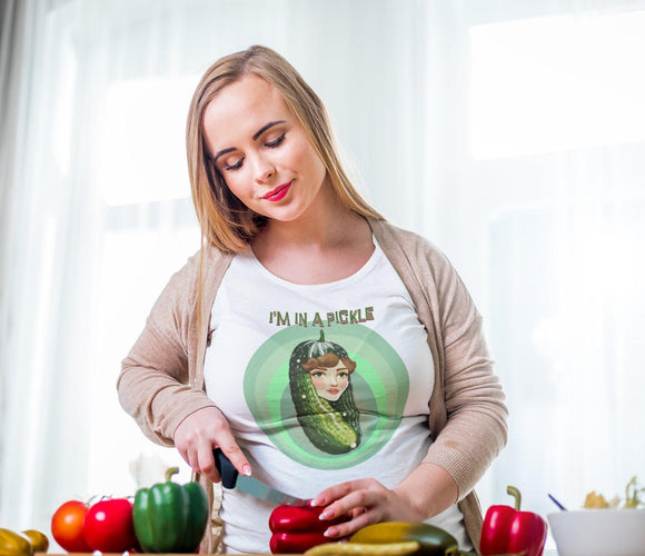 I'm in a Pickle T-Shirt Woman's Face Inside, Dill Pickle lovers, Humorous, Funny - Encore2woYellowS