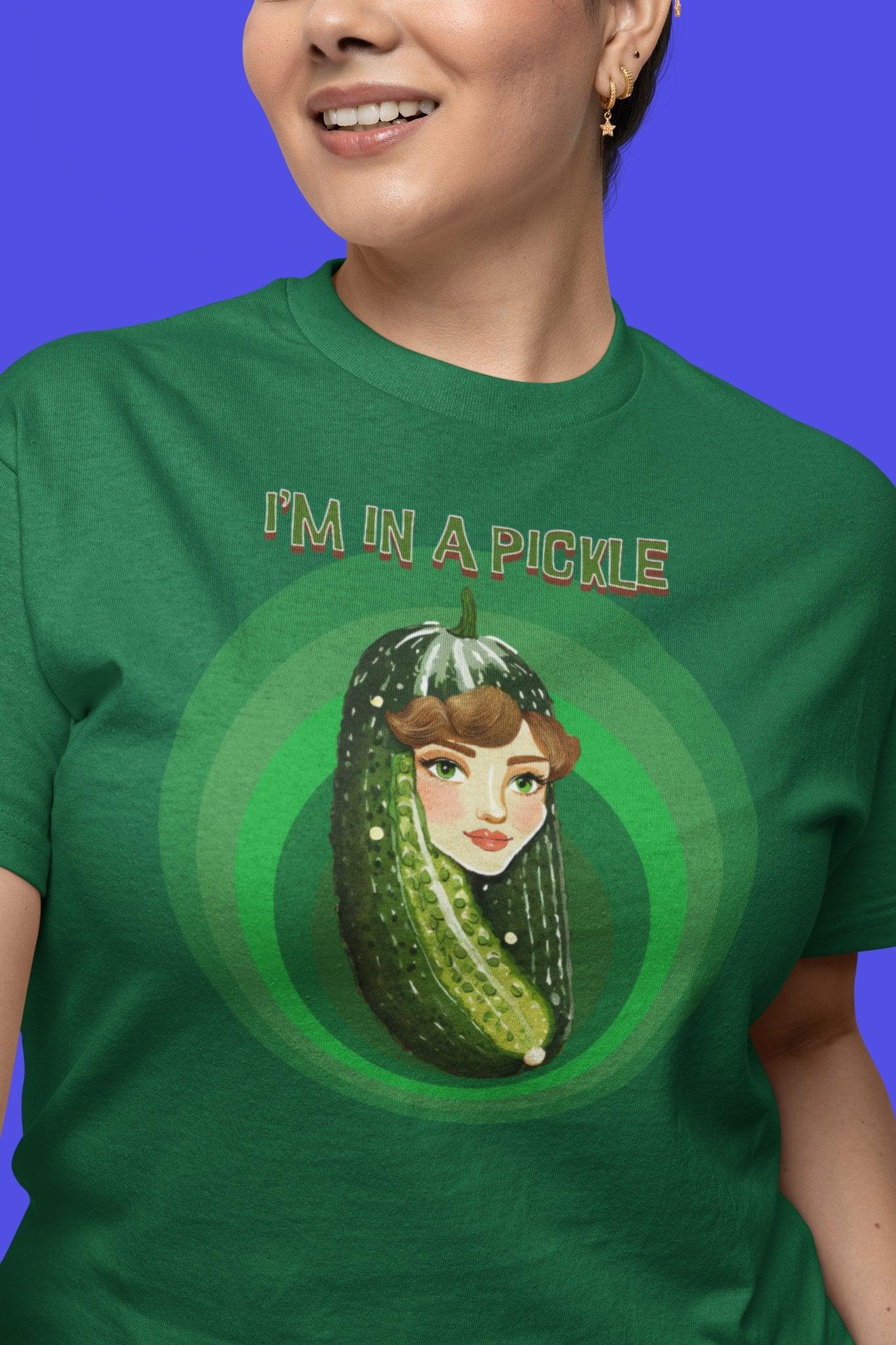 I'm in a Pickle T - Shirt Woman's Face Inside, Dill Pickle lovers, Humorous, Funny - Encore2woYellowS