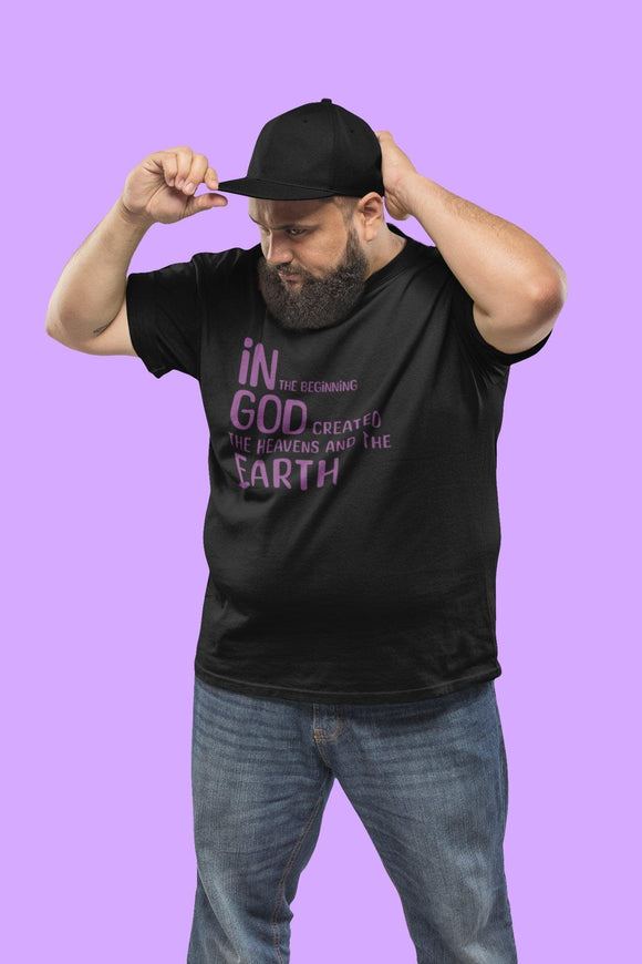 In the Beginning T-Shirt Genesis Creation Quote Tee Christian Inspirational Apparel - Encore2woWhiteS