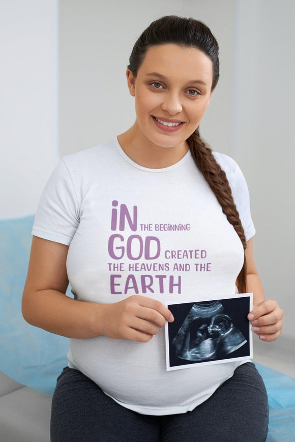In the Beginning T-Shirt - Inspirational Creation Quote Tee - Encore2woWhiteS