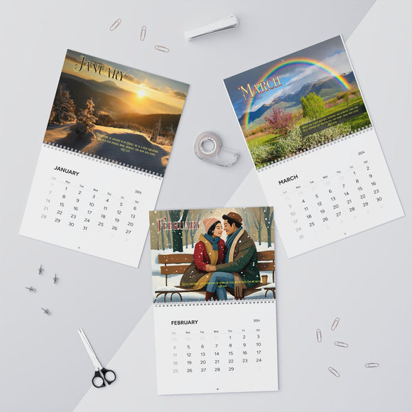 Inspired 2024 Bible - Centered Wall Calendar - Encore2wo14" x 11.5"Glossy