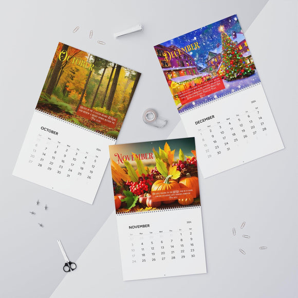 Inspired 2024 Bible - Centered Wall Calendar - Encore2wo14" x 11.5"Glossy