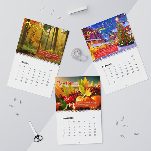 Inspired 2024 Bible - Centered Wall Calendar - Encore2wo14" x 11.5"Glossy