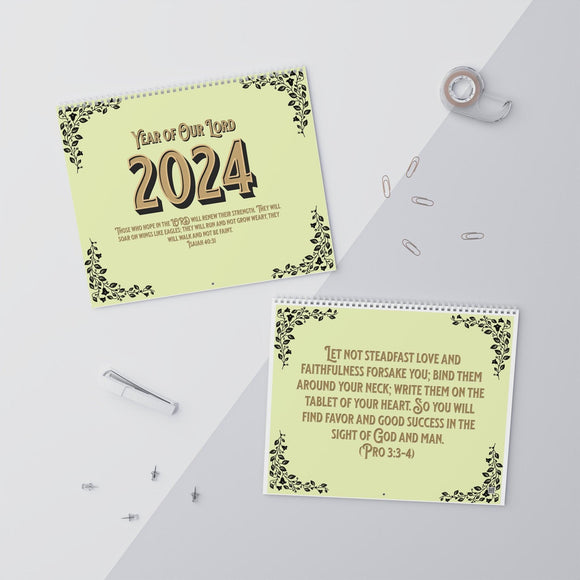 Inspired 2024 Bible - Centered Wall Calendar - Encore2wo14" x 11.5"Glossy