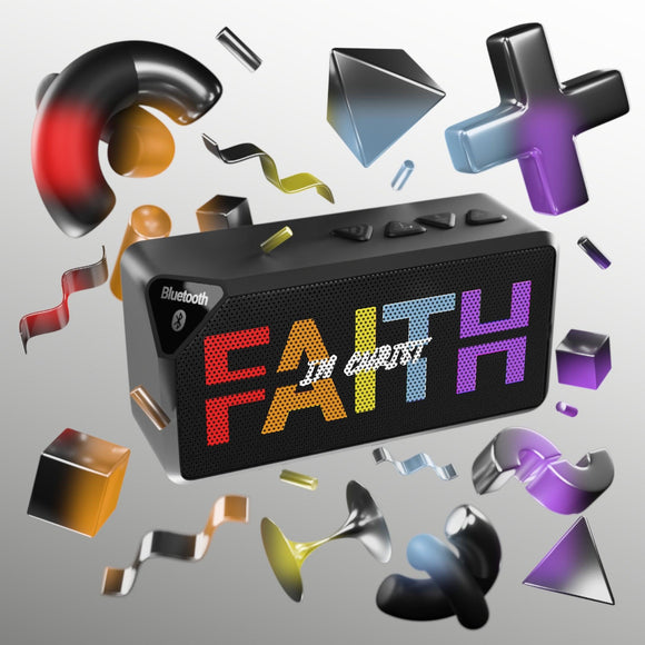 Inspiring "Faith in Christ" Jabbba Bluetooth Speaker - Graceful Sound for Believers - Encore2wo4.25" x 2.25"Black