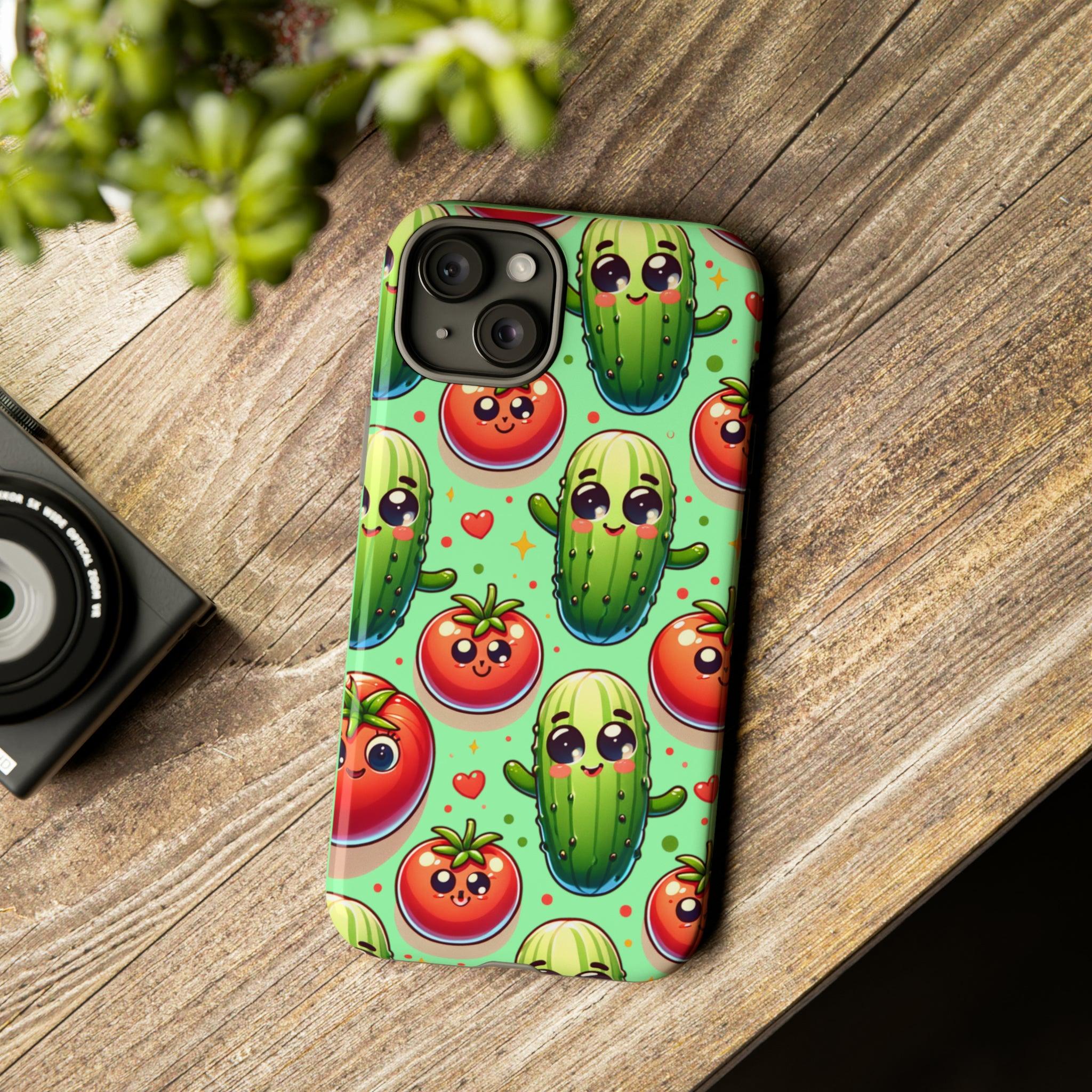 iPhone 15 Series Pickle and Tomato Design Tough Case - Encore2woiPhone 15 Pro MaxMatte