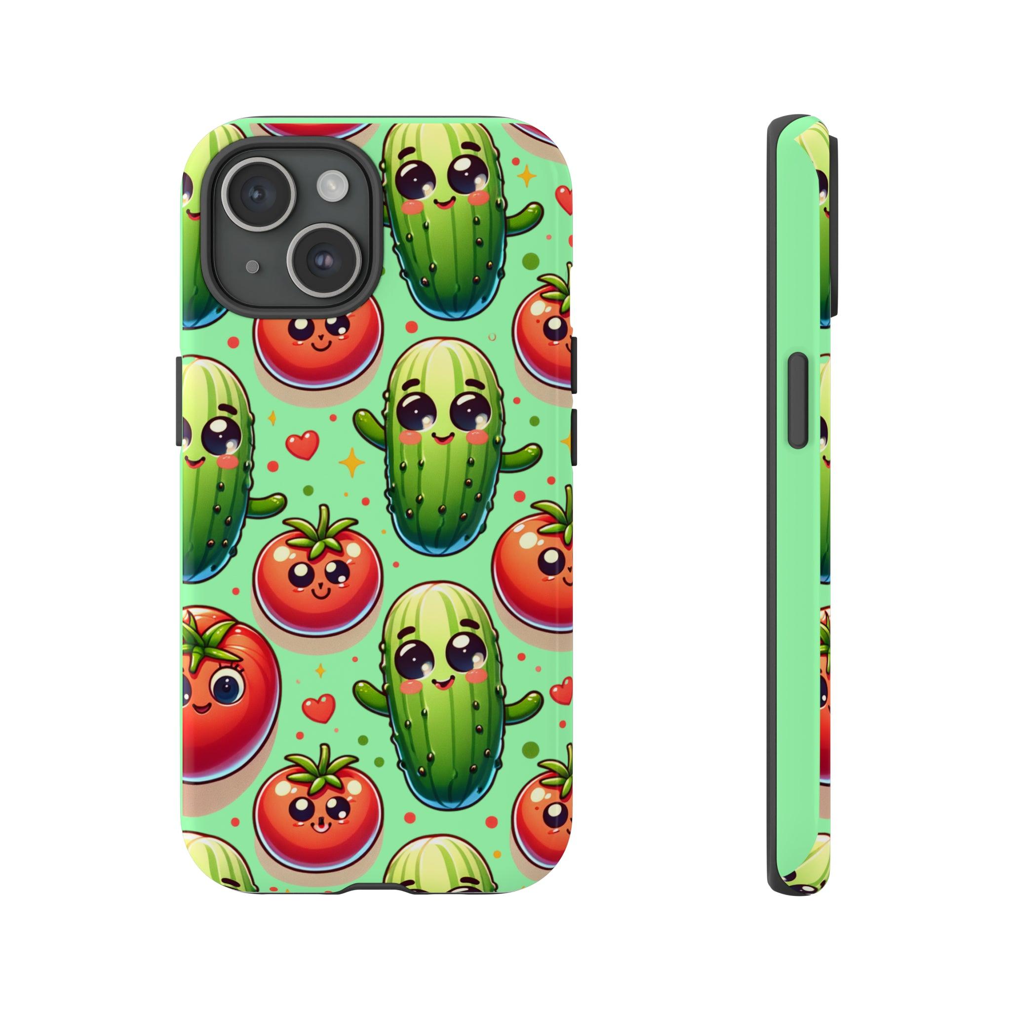 iPhone 15 Series Pickle and Tomato Design Tough Case - Encore2woiPhone 15Glossy