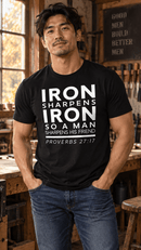 Iron Sharpens Iron Christian T-Shirt for Men – Proverbs 27:17 - Encore2woBlackS