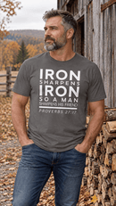 Iron Sharpens Iron Christian T-Shirt for Men – Proverbs 27:17 - Encore2woBlackS
