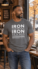 Iron Sharpens Iron Christian T-Shirt for Men – Proverbs 27:17 - Encore2woBlackS