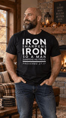Iron Sharpens Iron Christian T-Shirt for Men – Proverbs 27:17 - Encore2woBlackS