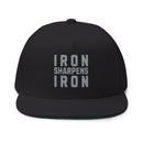 Iron Sharpens Iron Embroidered Flat Bill Cap Proverbs 27:17 Hat - Encore2woOne sizeBlack