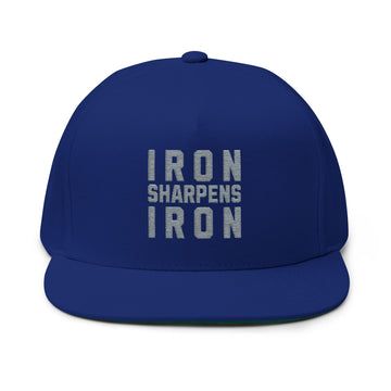 Iron Sharpens Iron Embroidered Flat Bill Cap Proverbs 27:17 Hat - Encore2woOne sizeRoyal