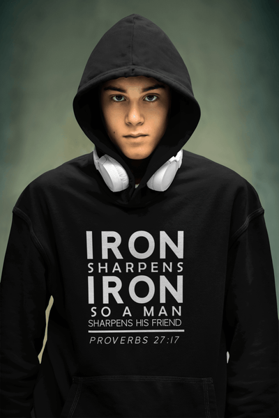 Iron Sharpens Iron Hoodie Proverbs 27 17 Faith Sweatshirt - Encore2woBlackS