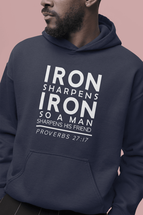 Iron Sharpens Iron Hoodie Proverbs 27 17 Faith Sweatshirt - Encore2woNavyS