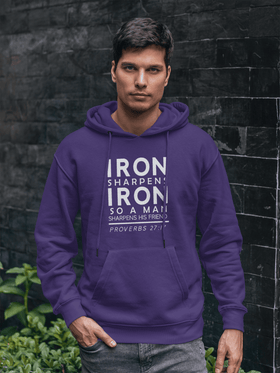 Iron Sharpens Iron Hoodie Proverbs 27 17 Faith Sweatshirt - Encore2woPurpleS