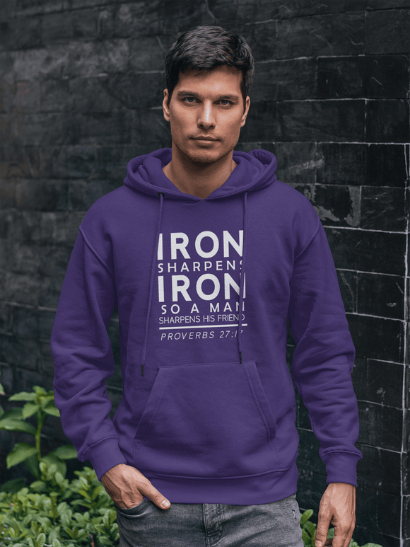 Iron Sharpens Iron Hoodie Proverbs 27 17 Faith Sweatshirt - Encore2woPurpleS