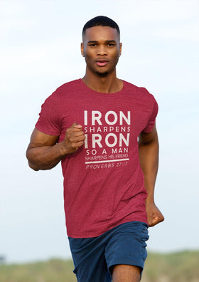 Iron Sharpens Iron T-Shirt - Proverbs 27:17 Inspirational Quote Tee - Encore2woAsphaltS