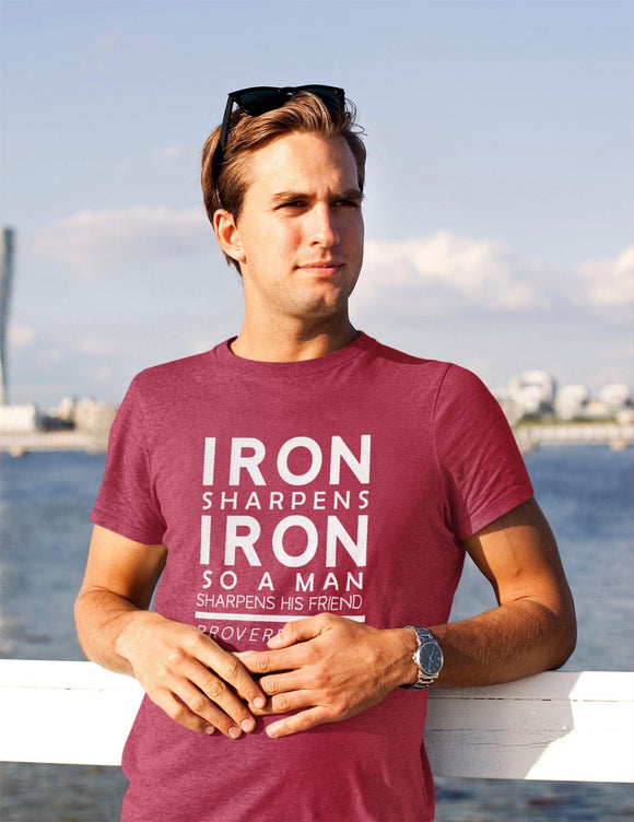 Iron Sharpens Iron T-Shirt - Proverbs 27:17 Inspirational Quote Tee - Encore2woRedS