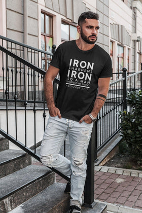 Iron Sharpens Iron T-Shirt - Proverbs 27:17 - Encore2woHeather NavyS