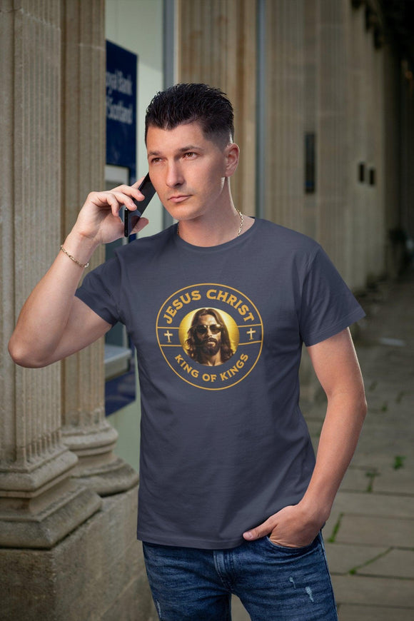 King of Kings T-Shirt with Jesus Sunglasses Design - Encore2woBrownS