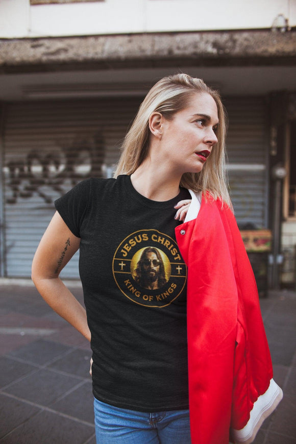 King of Kings T-Shirt with Jesus Sunglasses Design - Encore2woBrownS