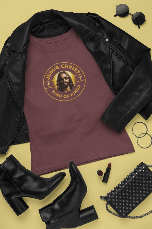 King of Kings T-Shirt with Jesus Sunglasses Design - Encore2woBrownS