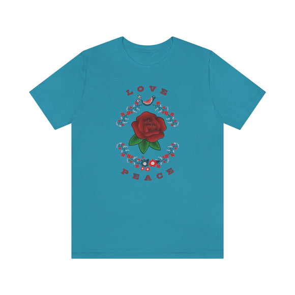 Ladies Love and Peace Short Sleeve Tee - Encore2woAquaS