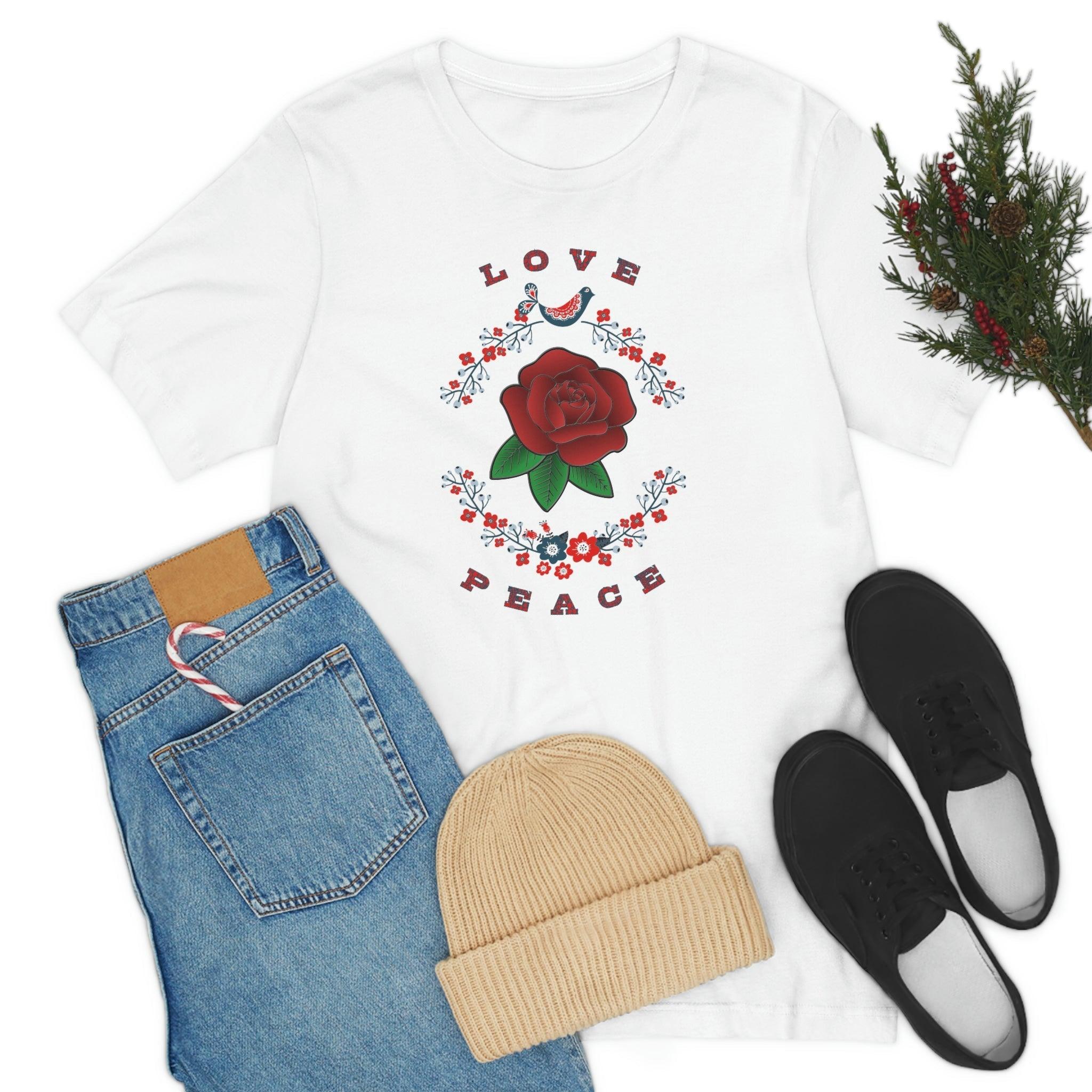 Ladies Love and Peace Short Sleeve Tee - Encore2woWhiteS