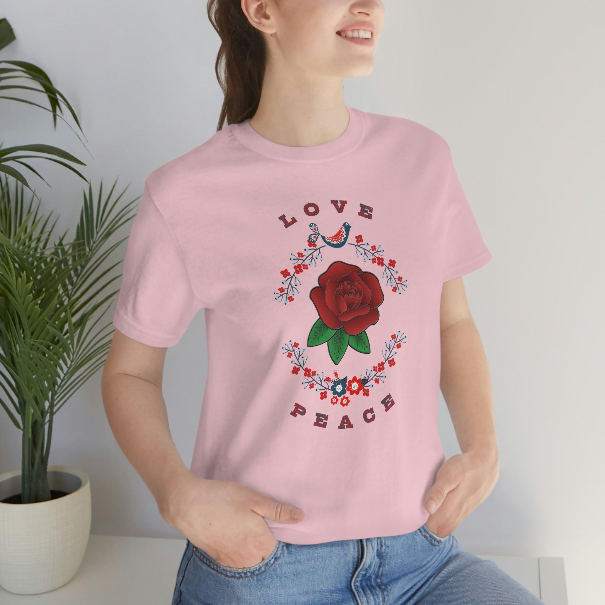 Ladies Love and Peace Short Sleeve Tee - Encore2woPinkS