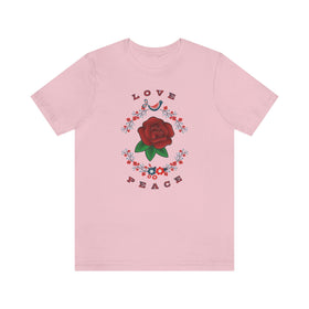 Ladies Love and Peace Short Sleeve Tee - Encore2woPinkS