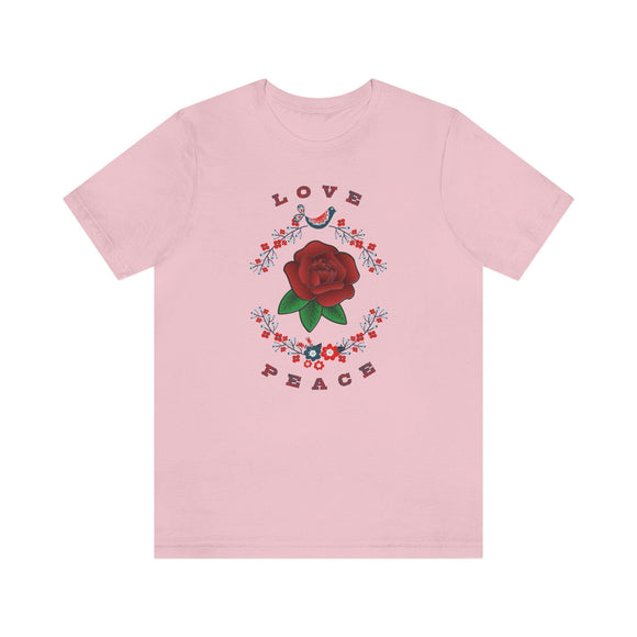 Ladies Love and Peace Short Sleeve Tee - Encore2woPinkS
