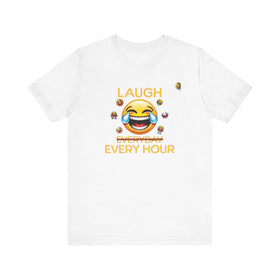 Laugh Every Hour Smiley Face Humorous Good Mood T-Shirt - Encore2woWhiteS