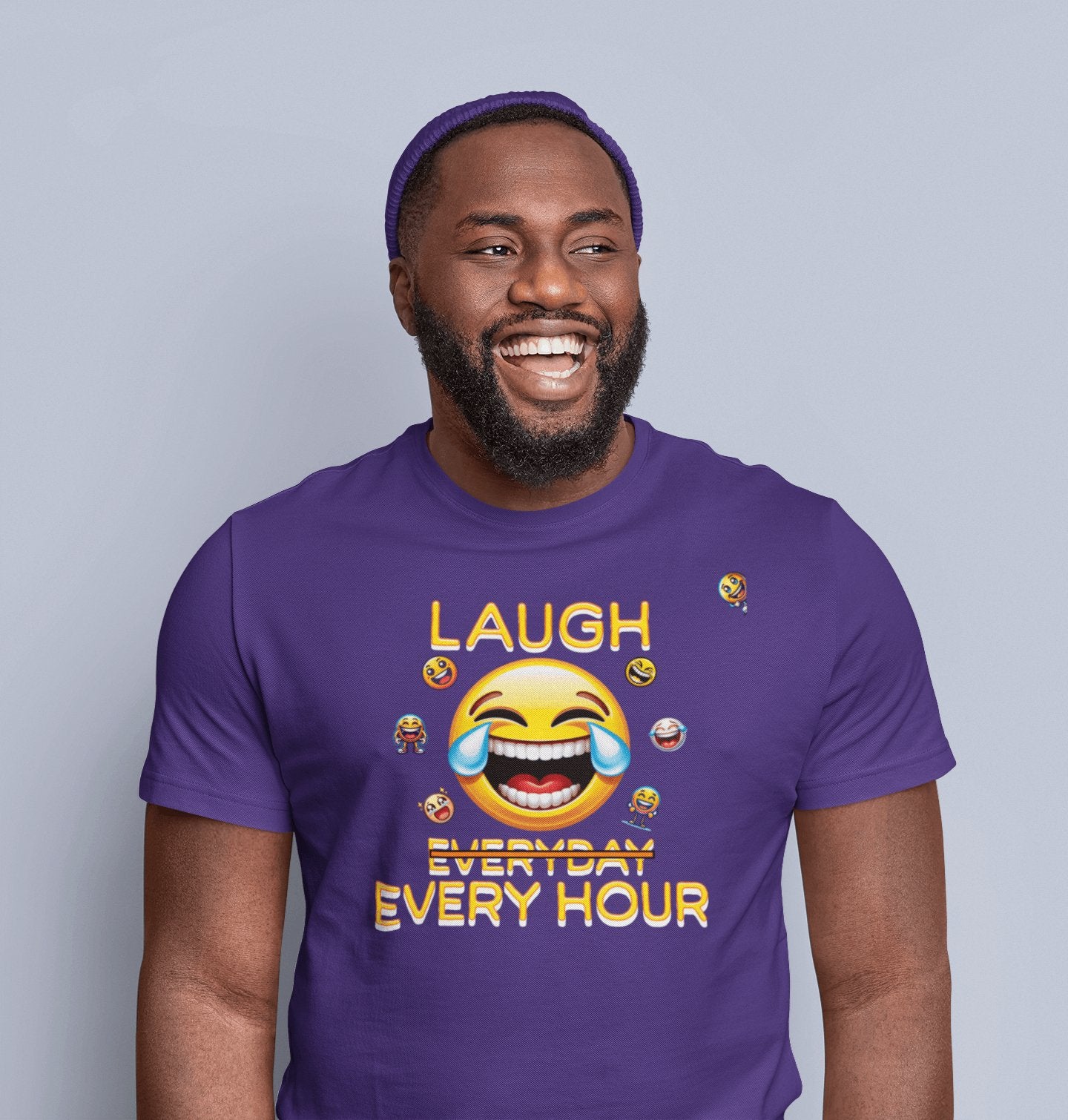 Laugh Every Hour Smiley Face Humorous Good Mood T - Shirt - Encore2woWhiteS