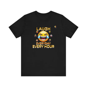 Laugh Every Hour Smiley Face Humorous Good Mood T-Shirt - Encore2woBlackS