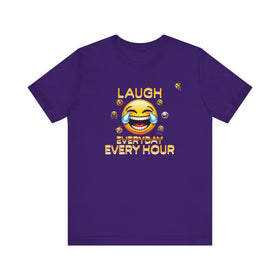 Laugh Every Hour Smiley Face Humorous Good Mood T-Shirt - Encore2woTeam PurpleS